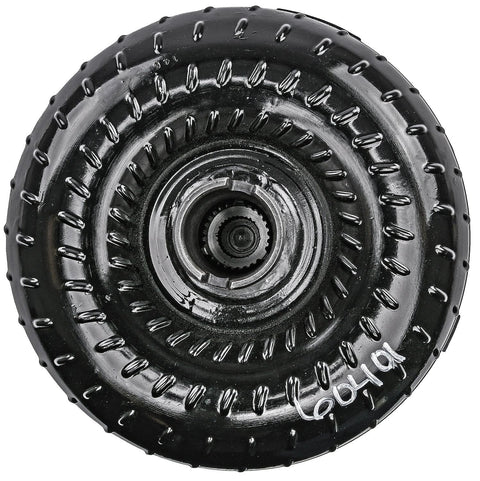 GM Torque Converter TH350 TH400 2700 to 3000 RPM Stall Speed Street and Track Performance Upgrade for Quick Launch and Smooth Acceleration USA Made Budget Friendly black steel torque converter front view