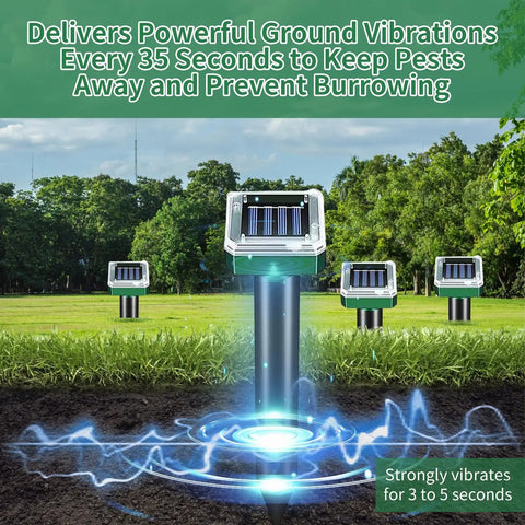 Solar Powered Ground Vibrating Pest Repellent for Gardens Lawns Yards Farms and Orchards Keeps Rats Snakes Rabbits Hedgehogs Outta Lawn