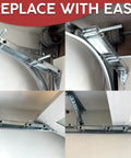 Low Headroom Quick Turn Top Brackets 2 Pack for Garage Doors with 4 Steel Rollers installed on residential door