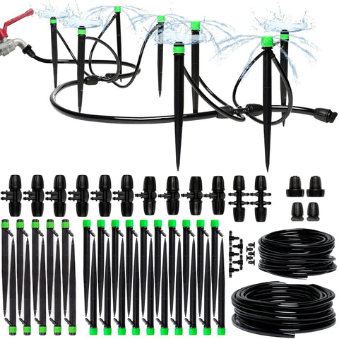 Drip Irrigation System Kit Complete Garden Watering Solution With Adjustable Emitters No Fuss Easy Setup kit components