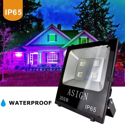 RGB LED Flood Lights For Indoor And Outdoor Decor With Remote Control Waterproof Color Changing Wall Washer 200W 16 Color Modes