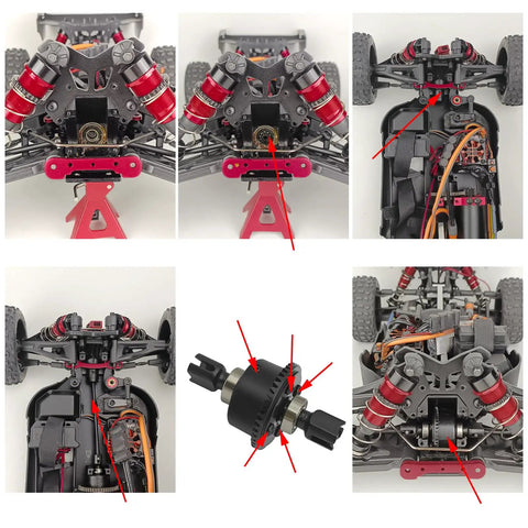Installation view of Carbon Steel Differential Gear Set 43T Main Diff Gear And 10T Input Gear for Arrma 1 8 RC Cars