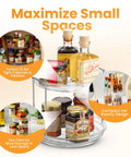Oizeir clear acrylic two-tier lazy Susan organizer with rotating spice rack for kitchen or pantry