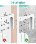 Installation guide for Rock Solid Universal Projector Screen Ceiling Mount With Heavy Duty Steel Brackets, showing wood stud and concrete wall setup.