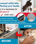 Before and after images showing White Freezer Door Seal Gasket For Refrigerator Replacement 65.8 Inch By 31.5 Inch Easy Install