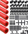 Ultimate Automotive Silicone Vacuum Tubing Kit With 184 Piece Set showing red silicone tubes and black connectors.