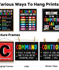 Various ways to hang prints from 19 Poster Pack for Computer Lab and Computer Science Classrooms, Keyboard Shortcuts, Tech Decor.