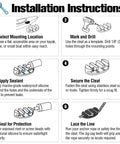 Installation instructions for Heavy Duty Kayak Cleat Kit for Anchor and Rigging, showing step-by-step guide and illustrations.
