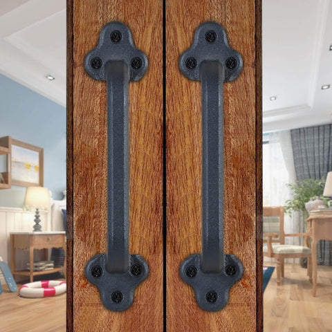 Installed Heavy Duty 9 Inch Rustic Sliding Barn Door Handle, Built Tough Solid Cast Iron Barn Pull For DIY Doors