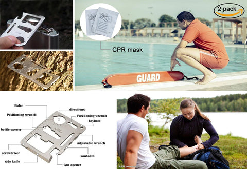 Red compact first aid kit (228 pcs) in a waterproof EVA case; 2-pack for car, home, boat, camping