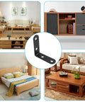 Heavy Duty 10 Pack L Brackets For Furniture Assembly Right Angle Corner Supports 2X2 Inch Black Coated Steel used in modern living room furniture.