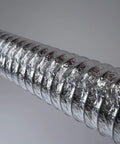 Five Inch Aluminum Flexible Insulated HVAC Duct Pipe With R4.2 Insulation, Air Tight Core For Efficient Ductwork shown coiled