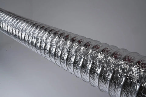 8 Inch Flexible Aluminum Duct Hose With Insulation R-4.2 For Heavy Duty HVAC And Exhaust Ductwork, 25 Feet Long, UL 181 Approved