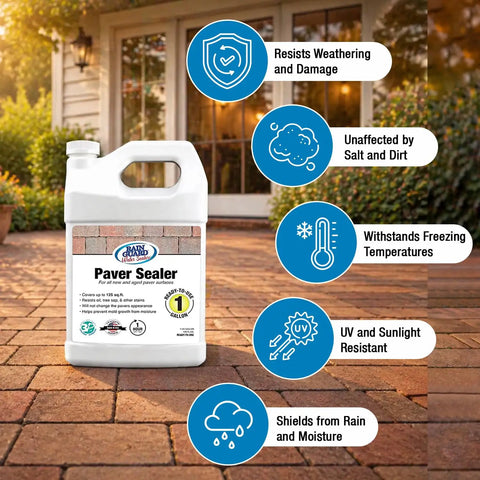 No Fuss Ready To Use Concrete Paver Sealer One Gallon Keeps Your Pavers Looking New Protects Against Water Stains Oil Sap And Weather