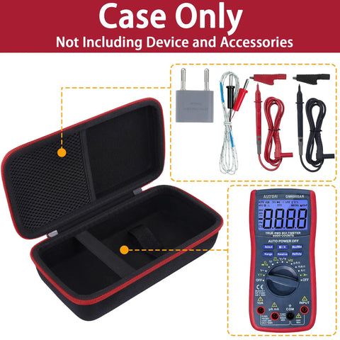 Hard Case Replacement For Digital Multimeter Volt Meter By Aenllosi For 6000 Counts, open showing interior mesh pocket