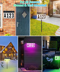 Solar Address Sign for Outside With Remote, Color Changing RGB LED Number Plaque in various outdoor settings