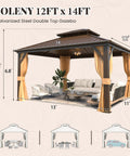 Sturdy 12 By 14 Ft Gazebo With Double Galvanized Steel Roof Aluminum Frame Curtains And Netting Included Outdoor Patio Pergola