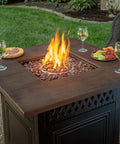 Donovan 38 Inch Square Propane Fire Pit With Infrared Patio Heater Outdoor Gas Fire Pit And Heater Combo Delivering 41,000 BTU Dope Heating Power