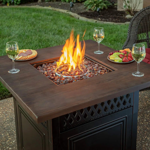 Donovan 38 Inch Square Propane Fire Pit With Infrared Patio Heater Outdoor Gas Fire Pit And Heater Combo Delivering 41,000 BTU Dope Heating Power