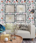 Living room with pink floral and bird peel and stick wallpaper for cabinets and bedrooms self adhesive removable vinyl with butterfly design