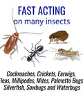 Ant Killer Plus Insect Control 3 Lb Bags Two Pack illustration with insects like cockroaches, ants, fleas, and fast acting label.