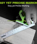 Badass 6 Inch Combination Square With Built In Level And Etched Scribe Durable Stainless Steel Ruler measuring wood with adjustable slide.
