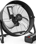 Battery Powered Floor Fan With 15600mAh Rechargeable Battery, 12 Inch Black High Velocity Drum Fan For Indoor Outdoor Use
