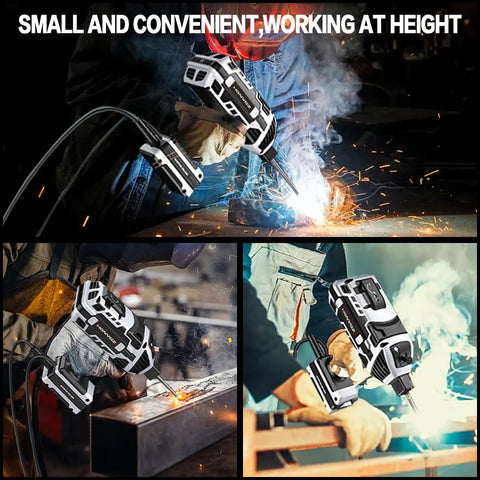Welding Machine Handheld 110V Portable Stick Welder 20-120A IGBT Inverter with Hot Start Arc Force Anti Stick Technology in use at height