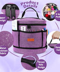 Ultimate Beginner Crochet Kit For Adults with 9 soft-handle hooks, 20 skeins yarn, handy crochet bag with details in purple theme.