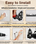 Installation guide for Chic Deer Wall Hook Rack With Seven Smooth Hooks And Double Adhesive Screw Mount for Kitchen Bathroom Storage.