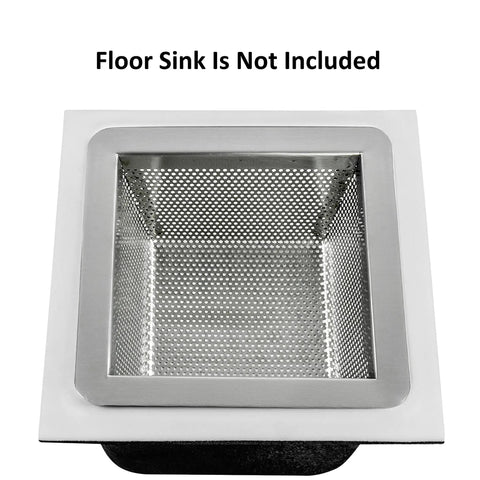 Stainless Steel Floor Sink Drain Basket Strainer 10x10 Inches 5 Inch Depth Heavy Duty Bar Grade Perforated Bottom