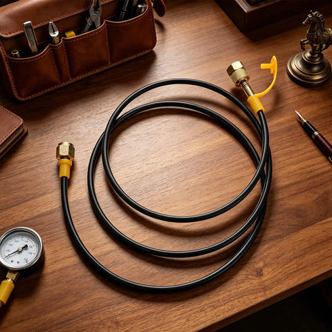 Heavy Duty Hydraulic Pressure Test Hose With Integrated Leakproof Gauge And Commercial Steel Reinforced Fittings For Durability And Quick Tool Free Job Site Hook Up