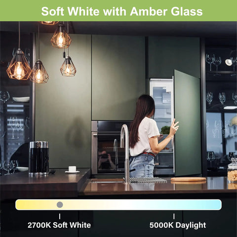 E26 LED Edison Bulbs Dimmable Vintage Filament Lights 60W Equivalent ST19 Amber Glass 2700K Soft White 700LM CRI90
