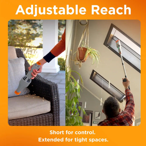 Rocket Cordless Air Broom For Indoor And Outdoor Cleaning Lightweight Rechargeable Power Blower With Adjustable Pole demonstration.