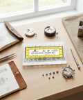 Stainless Steel Watch Stem Extender And Crowns Repair Kit With Box For Watch Makers And Repair Pros Durable Parts For Quick Easy Repairs And Long Lasting Performance displayed on a table with tools and diagrams.