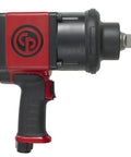 Heavy Duty 1 Inch Air Impact Wrench With Beefy Aluminum Housing And Sharp Red Finish Built Like A Tank for automotive repair, side view.