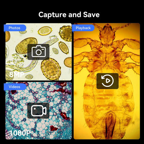 Capture and save images with 7-Inch Screen Digital Microscope With X-Y Stage, HDMI And USB Output, Wireless App Control And Slide Viewer