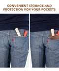 Genuine Leather Pocket Protector for Men Durable Tool Pouch for Jeans and Shirts Keeps Tools and Pens Secure Premium Brown Cowhide Workhorse