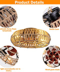 20 Inch Caged Farmhouse Ceiling Fan With Light Remote Control Low Profile Flush Mount Enclosed Design 6 Speeds Reversible Motor Handmade Hemp Rope Cage