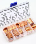 Copper Sealing Washers Assortment Set Pro Grade, 150 Pcs In 8 Metric Sizes M6 To M20 in plastic storage box