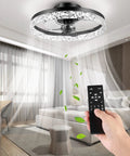 24-Inch Low Profile Ceiling Fan With Light Bladeless Flush Mount Remote And App Control in modern bedroom