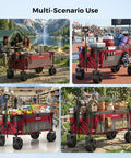 Beefy 550 Lb Heavy Duty 49 Inch Foldable Wagon Cart With Big Wheels used for camping, sports, shopping, and gardening activities.