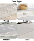Four floor types for 25 Pieces Non Slip Rug Tape Set With Triangular Grippers for Hardwood Floors, Reusable and Washable Carpet Tape