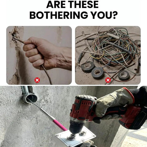 Heavy Duty Electrician Wire Puller Drill Powered Cable Tugger Tool For Conduit Wiring in use with a power drill and conduit.