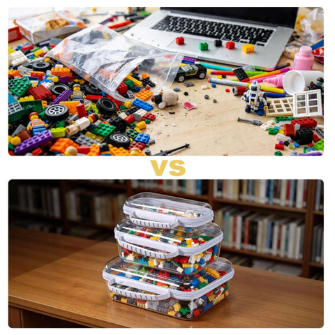 3 Pack Legit Hard Shell Zipper Cases Featuring Crystal Clear Visibility Deep Bottom Layout And Totally Waterproof Build For Dope Storage Solutions And Straight Up Quick Access with organized LEGOs.
