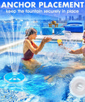 Remote Control Floating Pool Fountain With Lights Anchor Included Big 4.3 Ft Spray Height and two people enjoying pool
