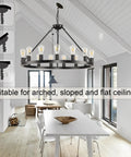 18-Light Sputnik Chandeliers Black Modern Semi Flush Mount Ceiling Light Fixture Hanging over dining table in bright room