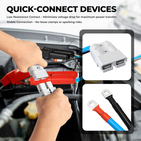 Heavy Duty 0 Gauge 30 Foot Jumper Cables With Quick Connect Plug Sets 1000 Amp Automotive Booster Kit for Cars SUVs and Trucks