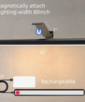 Rechargeable Magnetic LED Picture Light With Remote Dimmable showing magnetic attachment and 16-inch length with charger