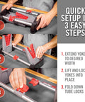 Setup steps for Speed Stand Collapsible Gun Vise For Cleaning And Maintenance Adjustable 10 To 16 Inch Stand, showing assembly.